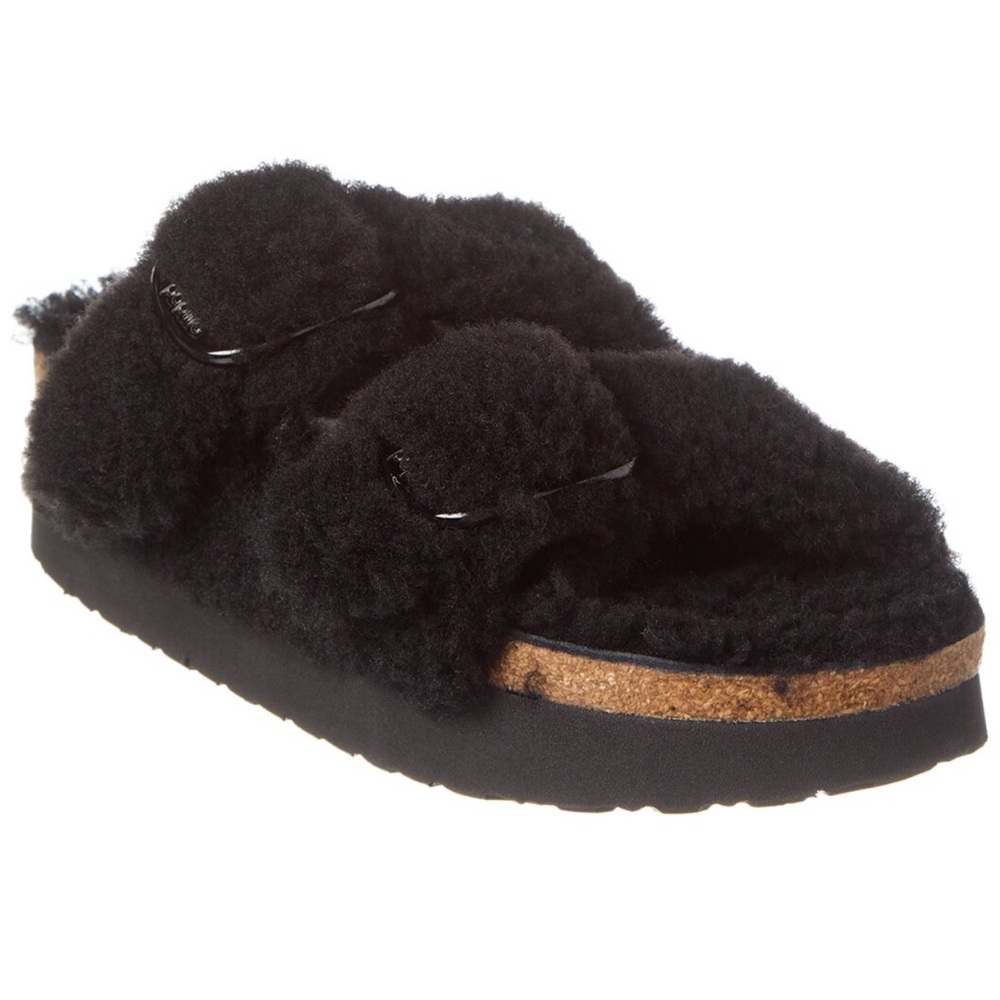 Papillio By Birkenstock Arizona Big Buckle Shearling Platform Sandal size 6-6.5